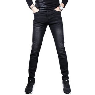 黑色加绒牛仔裤男款2025新款韩版潮流修身小脚休闲男士长裤子秋冬