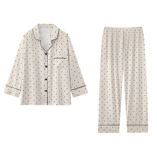 vs同款波点真丝睡衣2025高级感轻奢气质精致长袖长裤家居服套装