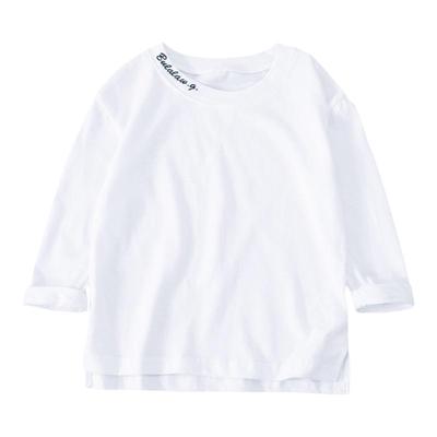 男童纯棉白色春秋韩版长袖T恤