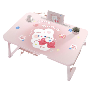 可爱小兔子床上小桌子懒人上铺神器飘窗可折叠小桌板儿童写字学习书桌笔记本电脑桌女学生卧室坐办公桌家用