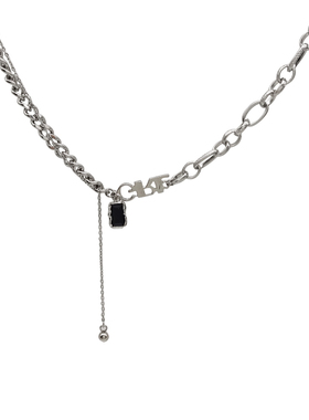 黑色锆石方块字母甜酷辣妹锁骨链
