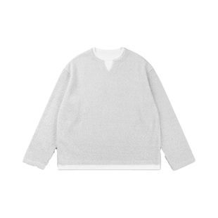 VMCL羊毛混纺特殊花纱假两件V领毛衣针织衫卫衣男女25AW vermicel