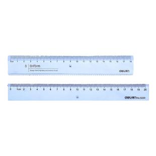 得力透明直尺子带波浪线直尺小学生格尺多功能专用15/20/30cm儿童可爱卡通塑料尺绘图测量刻度尺一年级钢尺