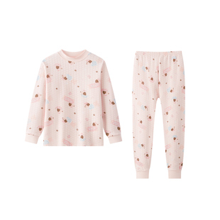 笛莎女童保暖内衣套装儿童三层夹棉7a空气棉加厚纯棉秋衣秋裤冬款