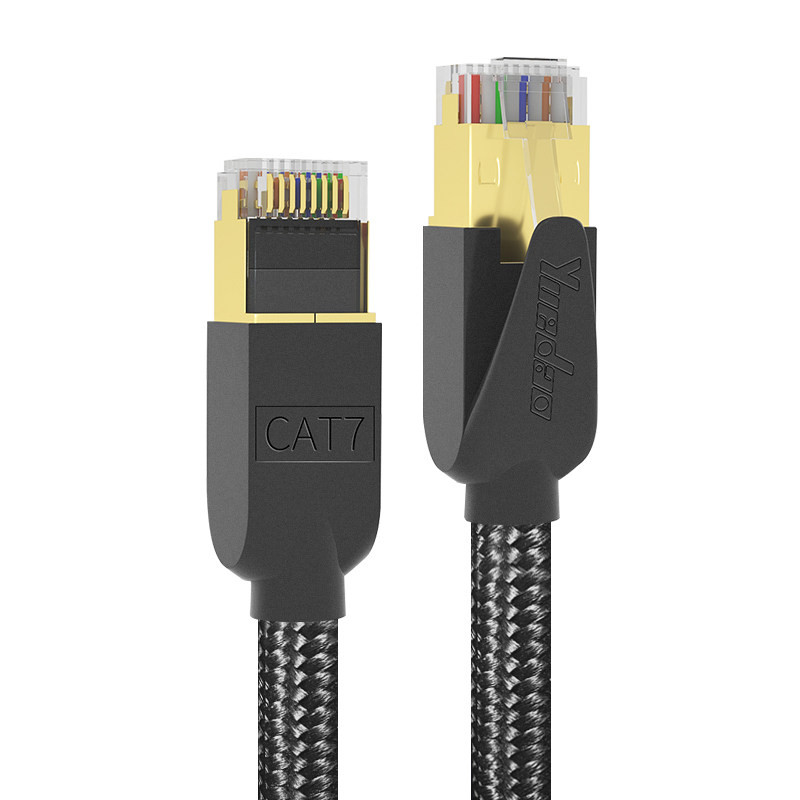 八类万兆网线CAT8编织加棉网8芯纯铜双屏蔽路由器网络7类电竞跳线