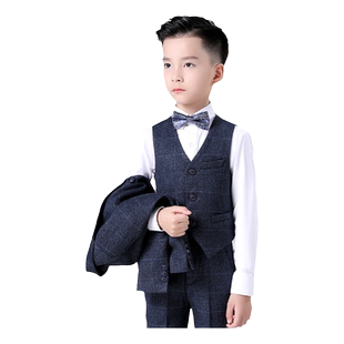 罗蒙儿童西装套装男孩主持人礼服男童钢琴表演演出服花童西服英伦