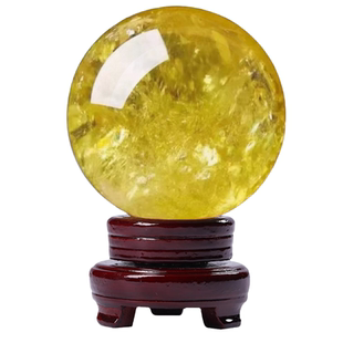 天然黄水晶球黄色真水晶原石厨房招财风水球官方旗舰店水晶球摆件