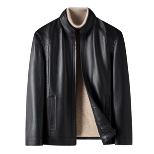 狄斯仑高端真皮皮衣男士秋冬季新款商务海宁绵羊皮夹克立领外套男