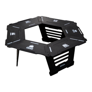 户外围炉煮茶桌子露营多功能六角圆木桌烧烤桌野营可拆卸折叠围桌