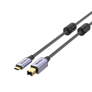 温联打印机数据线type-c转方口磁环编制网适用于佳能惠普兄弟启锐芯烨热敏打印机小票机延长连接线type-b镀金