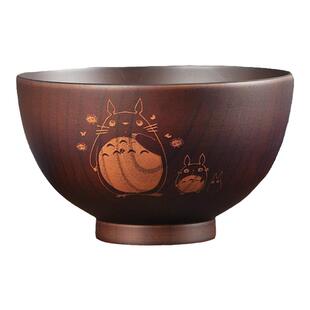 创意木碗 卡通雕刻儿童木碗甜品碗米饭碗木制家用餐具可爱 整木碗