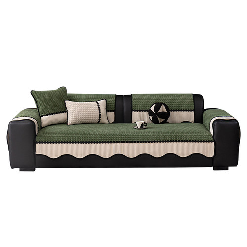 真皮专用沙发垫轻奢高级感秋冬加厚毛绒沙发盖布直排防滑坐垫套罩