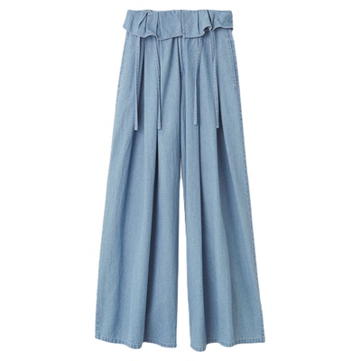 SNIDEL2026春夏新品时尚高腰荷叶边直筒休闲裤阔腿裤SWFP261233