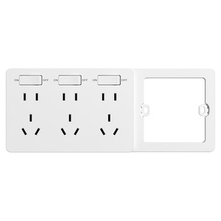 国际电工86型灰色扩展插座家用厨房明装拓展转换器带开关独立控制