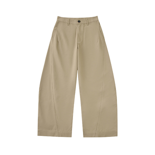 NORYBRAND 廓形弯刀裤抽折弧线细节长裤 简约百搭宽松遮肉休闲裤