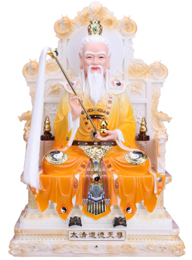 三清道祖神像汉白玉供奉摆件