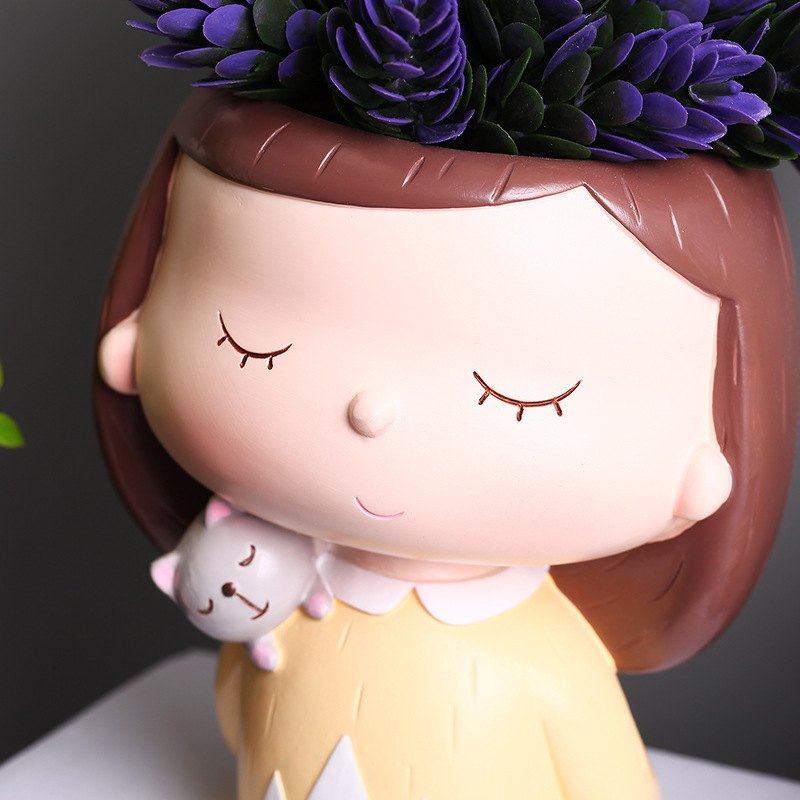 新款女孩花瓶轻奢花盆办公室客厅餐厅装饰阳台咖啡厅摆件树脂家居