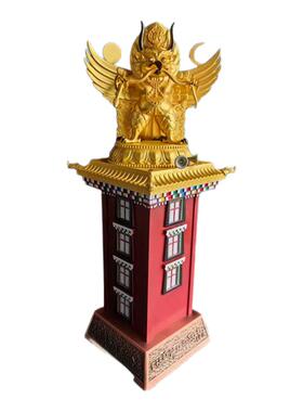 学院大鹏金翅鸟加红房子底座摆件