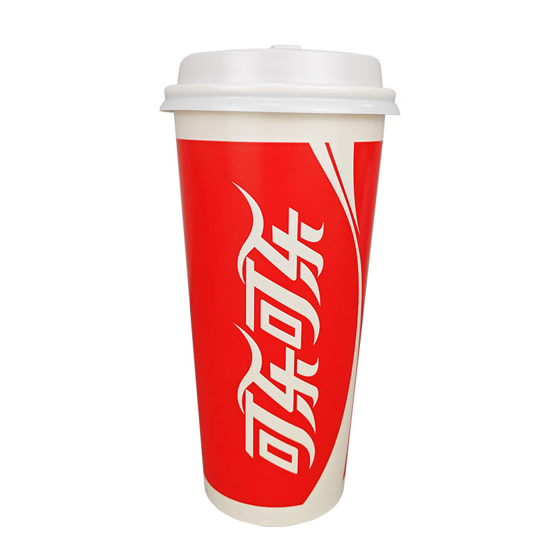 可乐杯一次性带盖纸杯可口可乐杯