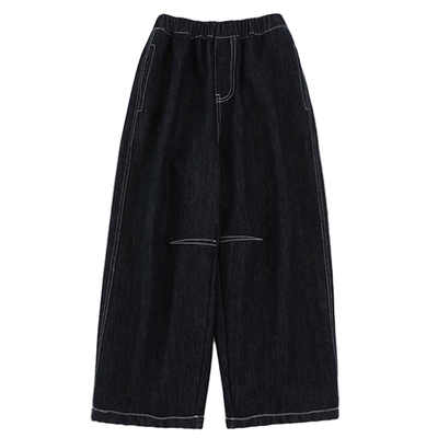 oddtails男童复古加绒牛仔裤秋冬款2025新款儿童直筒裤大童休闲裤