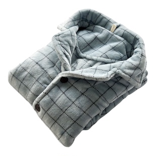 法兰绒加厚男士睡衣单件上衣宽松开衫长袖冬季保暖珊瑚绒家居服