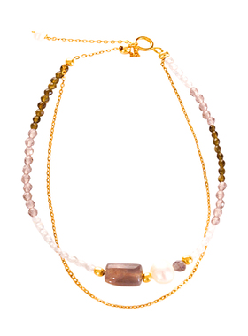 A黑骨干925银天然珍珠双层手链