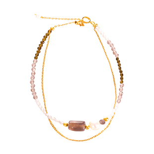 A黑骨干天然珍珠双层手链水晶女款国风新中式高级感小众闺蜜礼物