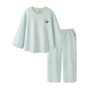 Pinksea睡衣女款春秋A类纯棉长袖情侣家居服流行新款大码男士套装