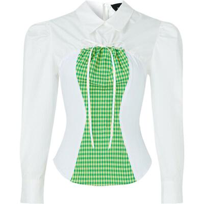 Andersson Bell 春夏女士棉质混纺平纹布拼接府绸上衣