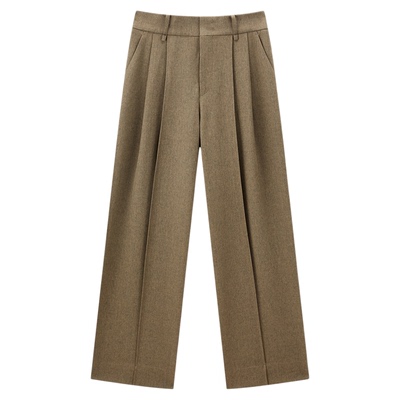 太平鸟大师系列高端通勤2025年春夏新款阔腿休闲裤西裤A1GBF1395