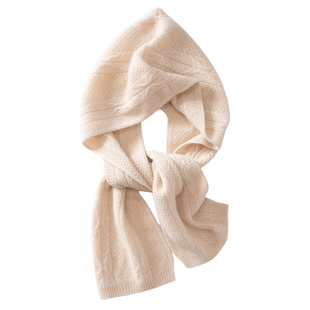 100%纯山羊绒帽子围巾一体针织连帽女绞花加厚护耳帽保暖护颈围脖