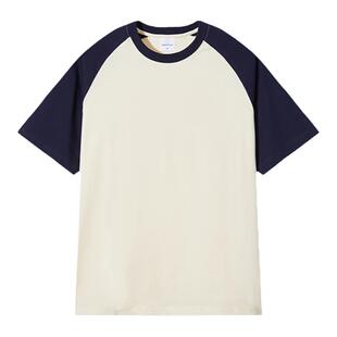 Guozii插肩袖短袖t恤女男纯色光板宽松oversize2026新款夏季上衣