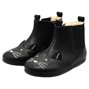 little winkaa童鞋秋冬新款猫咪儿童皮靴加绒保暖百搭女童公主靴