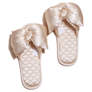 Farfary番薯泥法式缎面拖鞋女家居室内轻奢绸缎软底轻便防滑春秋