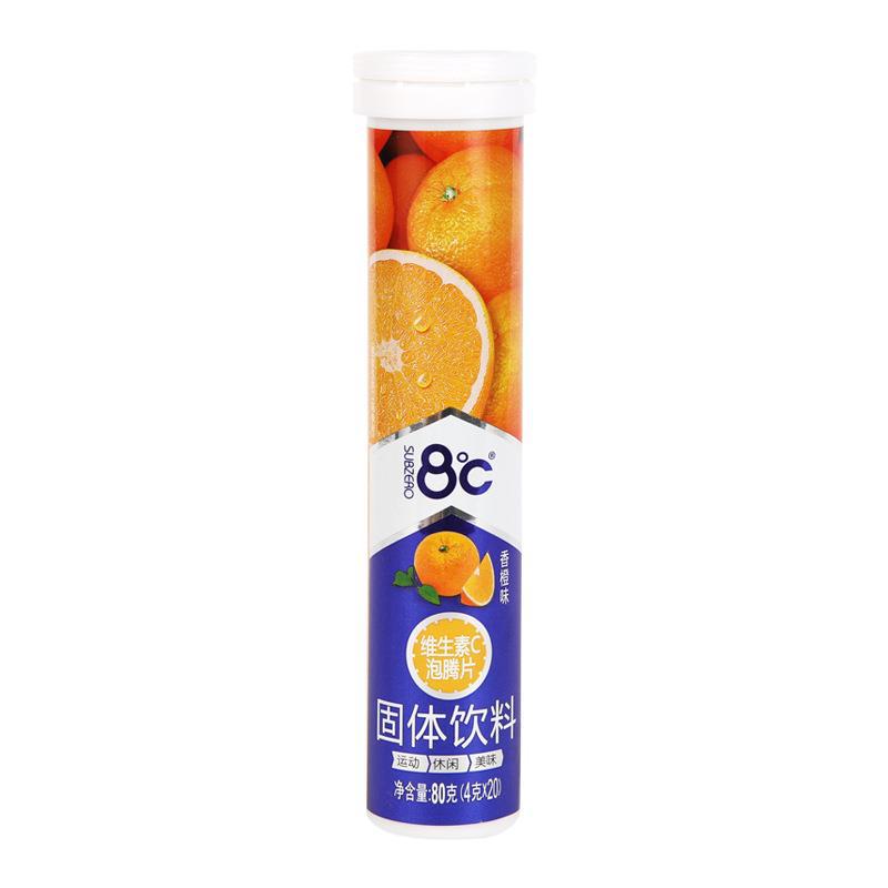 海亿8度泡腾片80g/瓶 8℃ 泡腾维生素c水果味 vc压片糖固体饮料