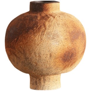 形上冯哲元粗陶瓷花瓶日式茶室摆件客厅插花家居侘寂禅意装饰品