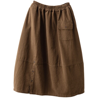 中长款A字裙复古拼接半身裙