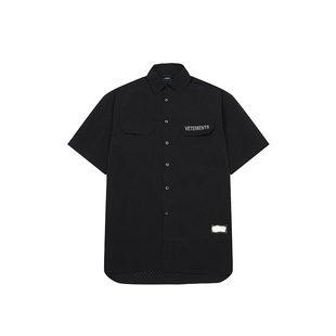 VETEMENTS男女款oversize版型等距打孔刺绣LOGO短袖衬衫34532001