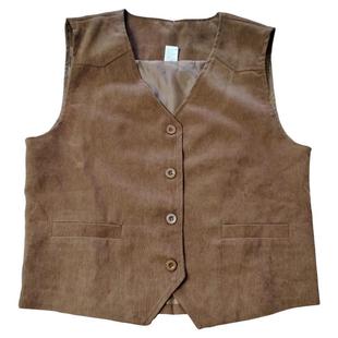 2026棕色马甲甜心时尚简约V领叠穿马夹女款复古百搭短背心小个子