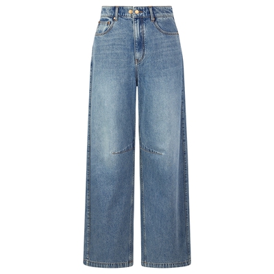 歌莉娅春季宽松阔腿裤弯刀牛仔裤