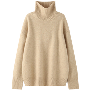 王菲同款山羊绒衫加厚高领宽松慵懒毛衣百搭显瘦休闲针织打底衫女