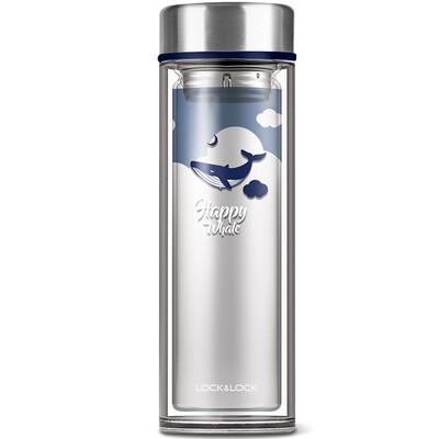 乐扣双层玻璃水杯海洋系列