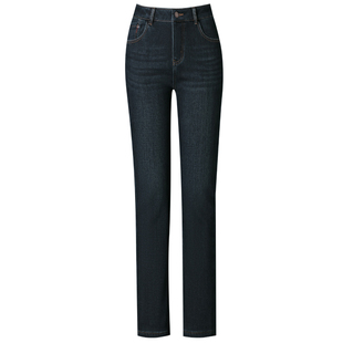 texwood萍果牛仔裤女加绒小直筒裤冬季高腰宽松苹果牌烟管裤女裤