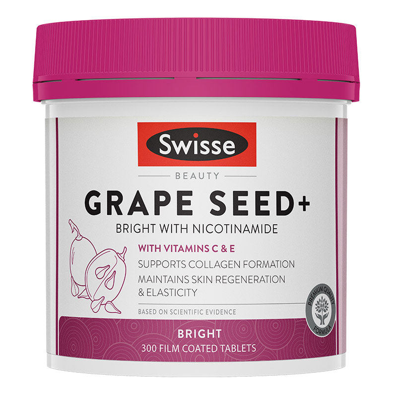 swisse葡萄籽美白丸烟酰胺内服内调淡斑花青素抗糖去黄vc片300粒