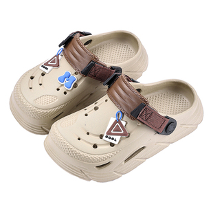 幸福玛丽儿童拖鞋男童洞洞鞋夏季软底包头中大童凉拖外穿沙滩男孩