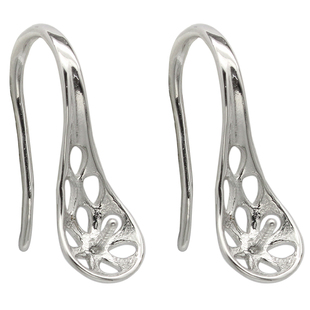 s925纯银珍珠耳钩托配饰925银耳勾空托配件高跟鞋耳环耳勺diy手工