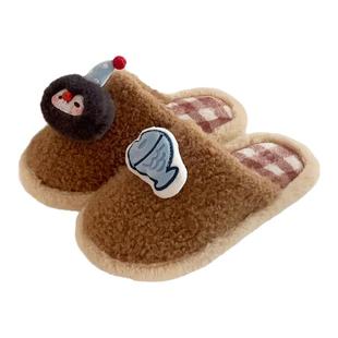细细条 情侣ins企鹅小鱼冬季家居棉拖鞋舒适防滑保暖男女士毛毛鞋