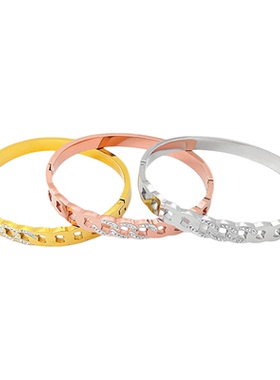 简约复古玫瑰金钛钢麻花手镯