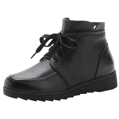 头层牛皮羊毛妈妈鞋中老年女皮靴