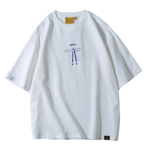 夏季趣味印花短袖T恤男潮牌韩版潮流oversize宽松情侣休闲体恤TEE